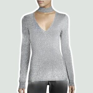 Silver Glitter key hole Top